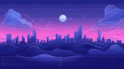 Wall Mural - Vector illustration of diverse futuristic scenes  representing the cutting-edge and creative aspects of speculative landscapes in a meaningful vector art background. simple minimalist illustration