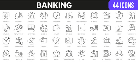 Wall Mural - Banking line icons collection. UI icon set in a flat design. Excellent signed icon collection. Thin outline icons pack. Vector illustration EPS10