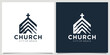 creative church logo template with geometric build shape design concept.