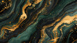 abstract black marble green malachite background with golden veins digital marbling