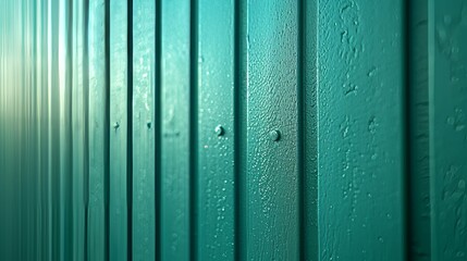 Poster - Vertical lattice stripes on a mint green abstract background. Focus selectively on a close-up of the lattice.