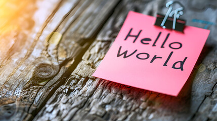 A close-up of a bright pink sticky note 