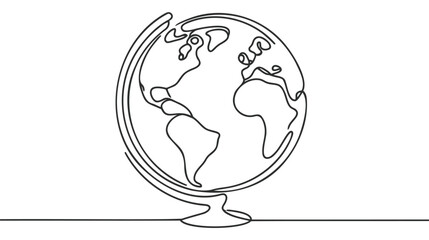 Canvas Print - Earth silhouette one line continuous drawing. World map silhouette continuous one line illustration.