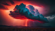 Gewitter Sturm mit roten Blitzen