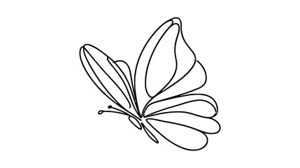 Wall Mural - Butterfly in One continuous line drawing.