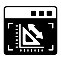 Grid and measuring tool with arrows concept, Simulation of measurements in browser vector icon design, Web design Development symbol, user interface or graphic sign, website engineering illustration