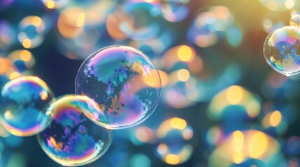 Canvas Print - Soap bubbles floating in the air. Perfect for adding a touch of joy and playfulness to any project