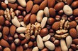 Mix of different types of nuts, healthy food concept. Generative Ai.