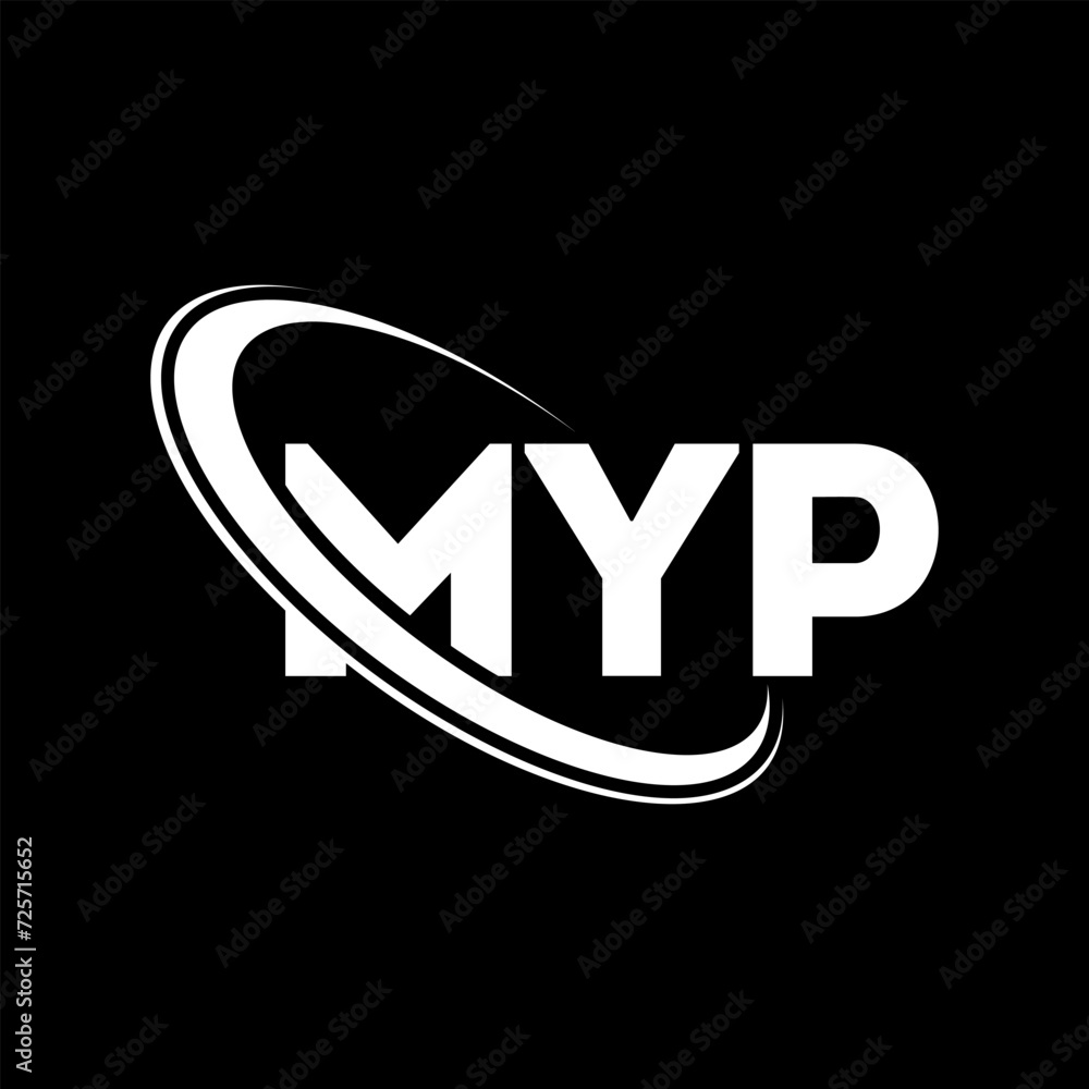 MYP logo. MYP letter. MYP letter logo design. Initials MYP logo linked with circle and uppercase monogram logo. MYP typography for technology, business and real estate brand.