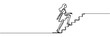 business and education concept. Woman climbing stairs continuous one line drawing.