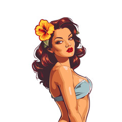 Wall Mural - Pin up girl character flat vector design