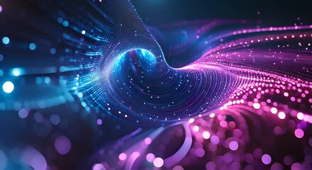 Dynamic blue and pink glow in digital space. The concept of networking and data flow.