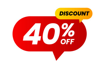 Wall Mural - Discounts 40 percent off. Red and yellow template on white background. Vector illustration