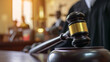 wooden judge's gavel in a courtroom