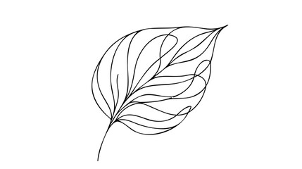 Wall Mural - Continuous line drawing of leaf. Leaf one line background. One line drawing background. Vector illustration