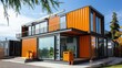 Shipping container home. Modular prefabricated house made from shipping containers.