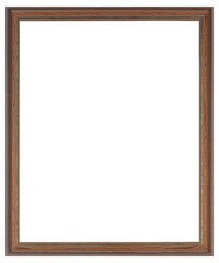 Wall Mural - A narrow wooden picture frame in a classic design on a transparent background, in PNG format.