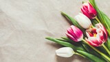 Fototapeta Tulipany - spring flowers on paper background