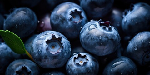 Wall Mural - Ripe Berry Heap. Raw Blueberries Pile. Healthy Eating, Food Background. Vegan Nutrition. Generative AI