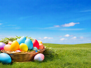 easter decoration, colorful easter eggs illustration background