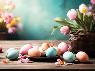 easter decoration, colorful easter eggs illustration background