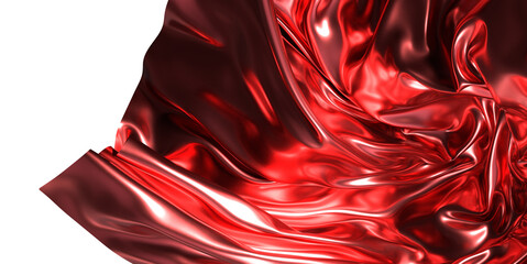 Poster - Abstract red cloth falling. Satin fabric flying in the wind