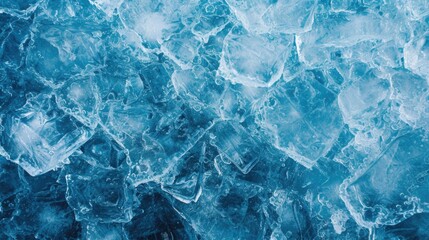 Sticker - A close-up view of a bunch of blue ice. This image can be used to depict the beauty and serenity of nature's frozen wonders