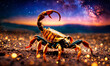 zodiac sign Scorpio on a background of stars. Selective focus.