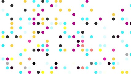 Aufkleber - Black, magenta, yellow and teal dots particles abstract motion background. Seamless looping. Video animation Ultra HD 4K