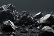 Illustration of low poly black rocks in the sea with starry sky