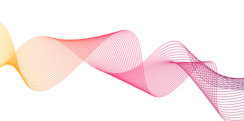 Wall Mural - Abstract gradient smooth wave on a white background.pink wavy tech lines abstract background, Design used for technology, science, banner, template, wallpaper,Design element for technology, science, 