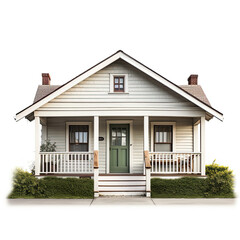 Wall Mural - Small House with Porch isolated on white background