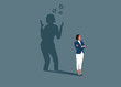 © Vadym - Dissatisfied female standing with shadow shouting mad with aggressive expression and arms raised.  Frustration concept. Flat vector illustration.