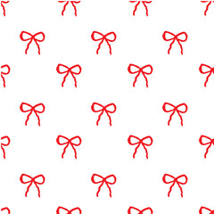 Vector illustration.Pink bow sticker print. Seamless pattern for fabric.