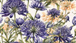 Seamless pattern with Agapanthus flowers. Watercolor illustration