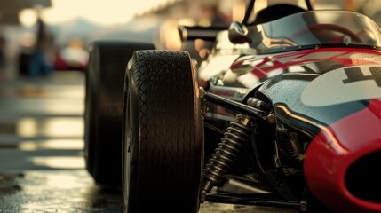 Wall Mural - a close up view of a racing car on a street. perfect for automotive enthusiasts and sports car lover
