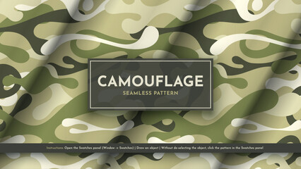 Wall Mural - Seamless Camouflage Pattern. War Illustration. Traditional Military Texture. Army Modern Background