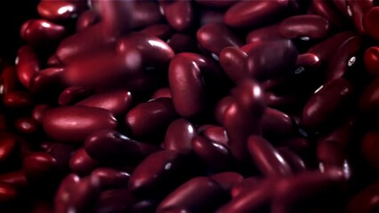 Canvas Print - The fall of red beans. Filmed on a high-speed camera at 1000 fps. High quality FullHD footage