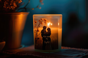 Canvas Print - candle with a picture of a couple and the words 