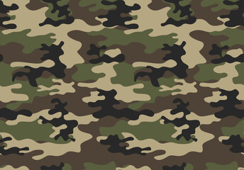 Wall Mural - modern camouflage background vector seamless print, repeat texture, army classic pattern
