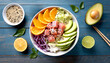 Thunfisch Bowl, mit Avocado, Orange, Kraut 