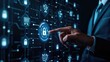 © Meow Creations - Businessman interacting with security icon on digital interface