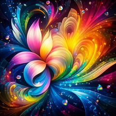 Wall Mural - abstract flower texture wallpaper and background with waves and curves in vivid colors. artistic pat
