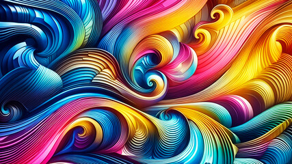 Wall Mural - abstract texture wallpaper and background with waves and curves in vivid colors. artistic pattern de