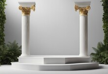 Background Podium Column 3d Roman Luxury Greek White Ancient Display Product Classic Podium Platform