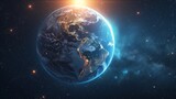Fototapeta  - Glowing Horizons: Globe of Sustainable Progress
