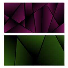 Abstract polygonal pattern. Set of two dark gradient polygonal backgrounds. Background design, cover, postcard, banner, wallpaper