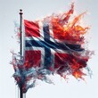 Norway flag what Splash of water and flame. AI generated illustration