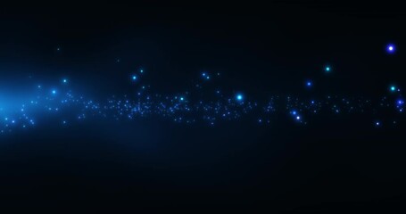 Wall Mural - chaotically flying particles in blue clouds of fog. abstract stars flying in the plane of a galaxy. 