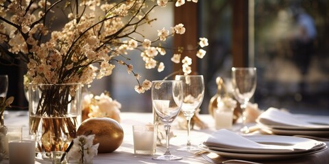 Gorgeous table adornment at a wedding.